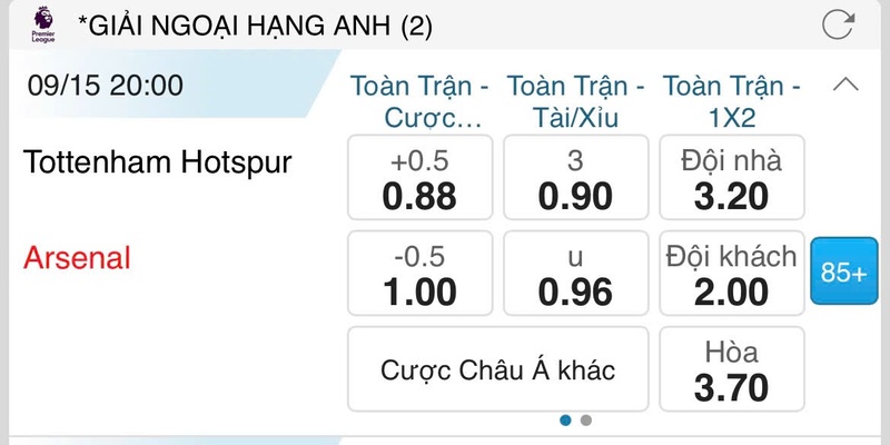 Hướng dẫn cách đọc trên bảng tỷ lệ kèo châu Á