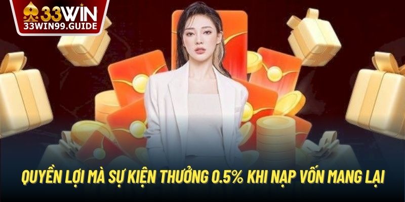 Quyền lợi mà sự kiện Thưởng 0.5% khi nạp tiền mang lại